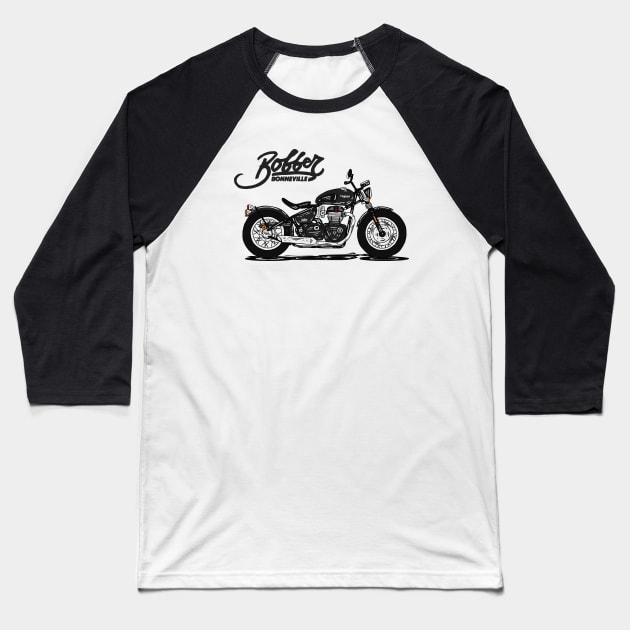 Triumph Bonneville Bobber Black Baseball T-Shirt by Hilmay